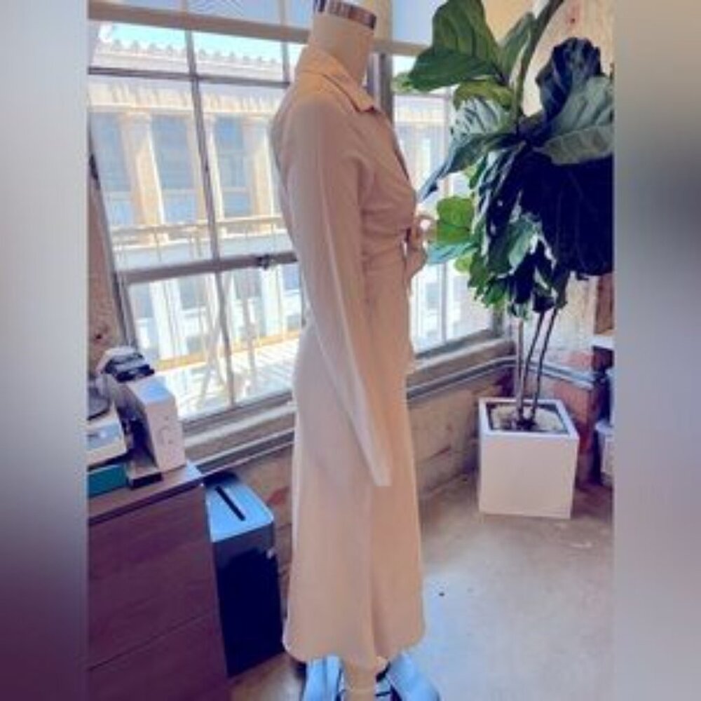 Showpo Annisa Tie Front Collared Midi Dress in Champagne - Picture 5 of 9